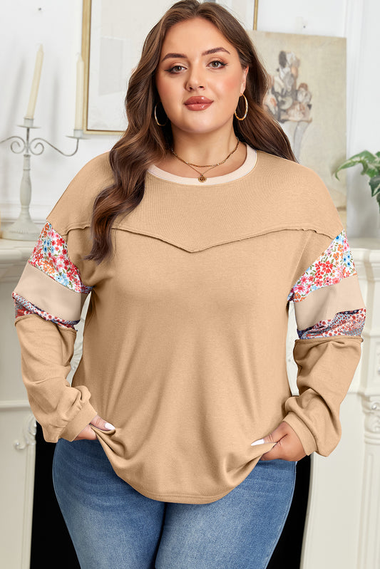 Khaki Bloom Patchwork Top